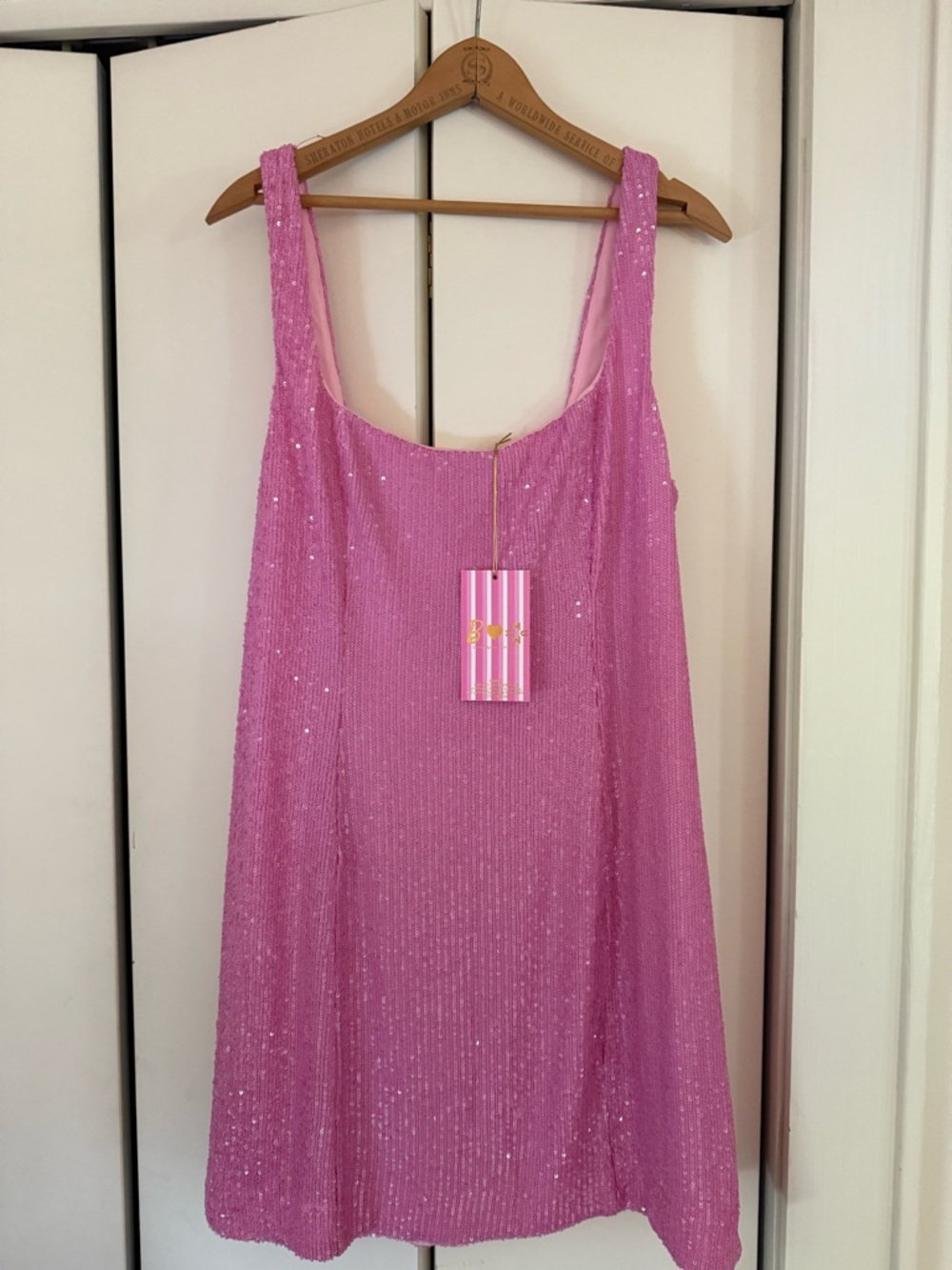 Show Me Your MuMu x Barbie | Pink Sequin Mini Let’s Go Slip Dress XXL NWT